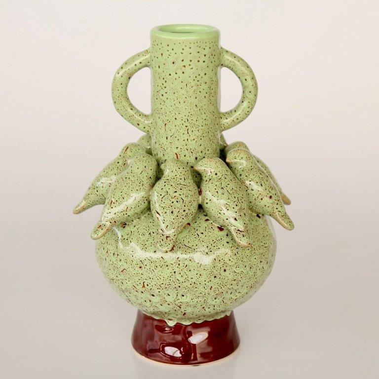 Cream Speckled Bird Vase